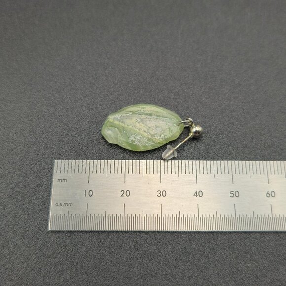 Silver Plated Serpentine Stone Handmade Dangle Earrings A6312 - Picture 4 of 5